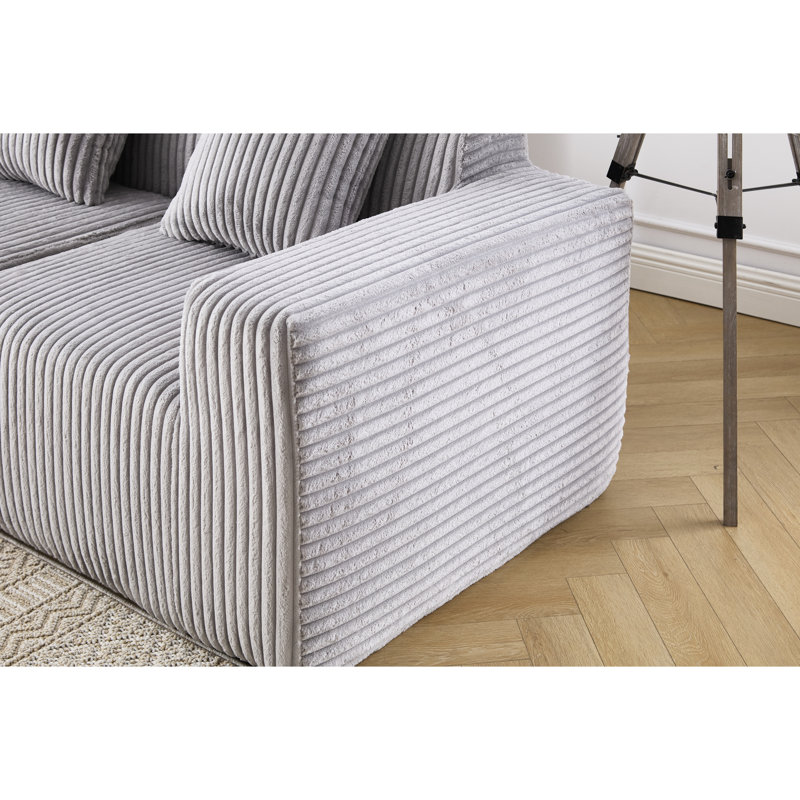 Gris modulaire avec méridienne - Polyvalent pour les espaces de vie Couchers profonds et espace confortable faisant face à la droite