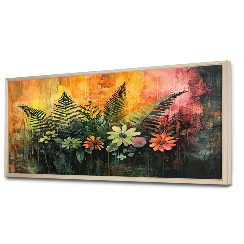 Donton - Floral Canvas Art Print, H 28 po x l 60 po, Cadre flottant, Naturel