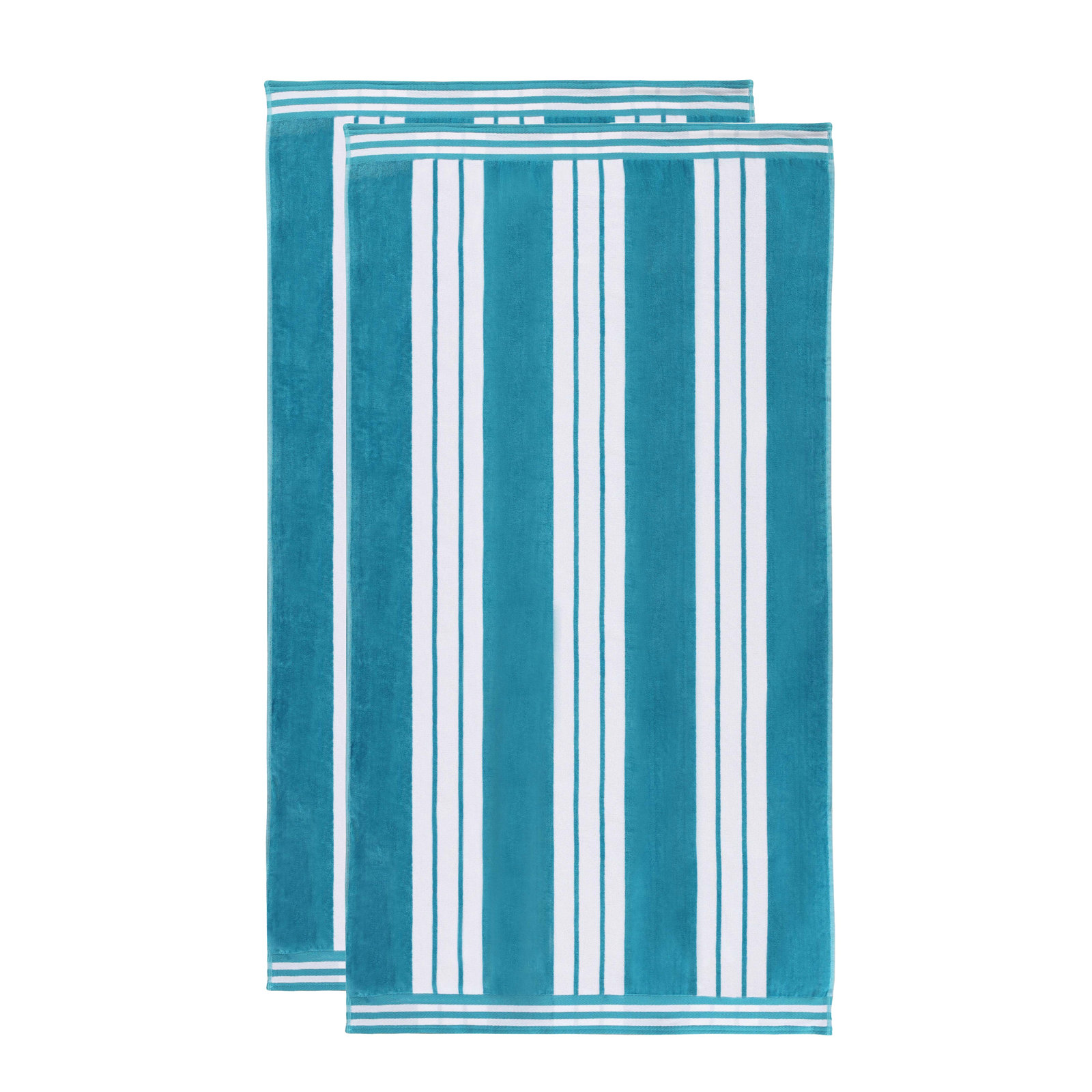 Chira Striped Cotton Beach Towel, Turquoise, Beach Towel - 2 Pack