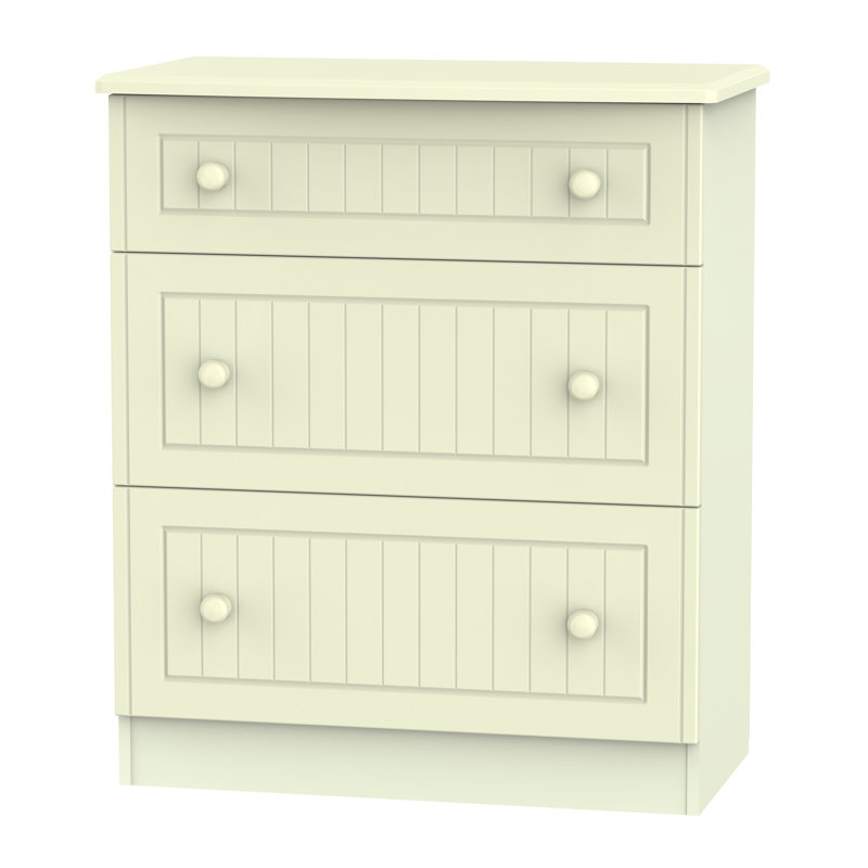 Fully Assembled Saxena 3 Drawer Chest, Cream