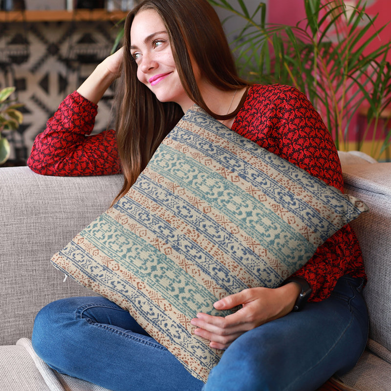 Lined Striped Outdoor Reversible Throw Pillow, 26" x 26"