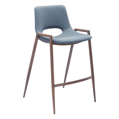 Set of Two 26" Grey And Brown Steel Low Back Counter Height Bar Chairs