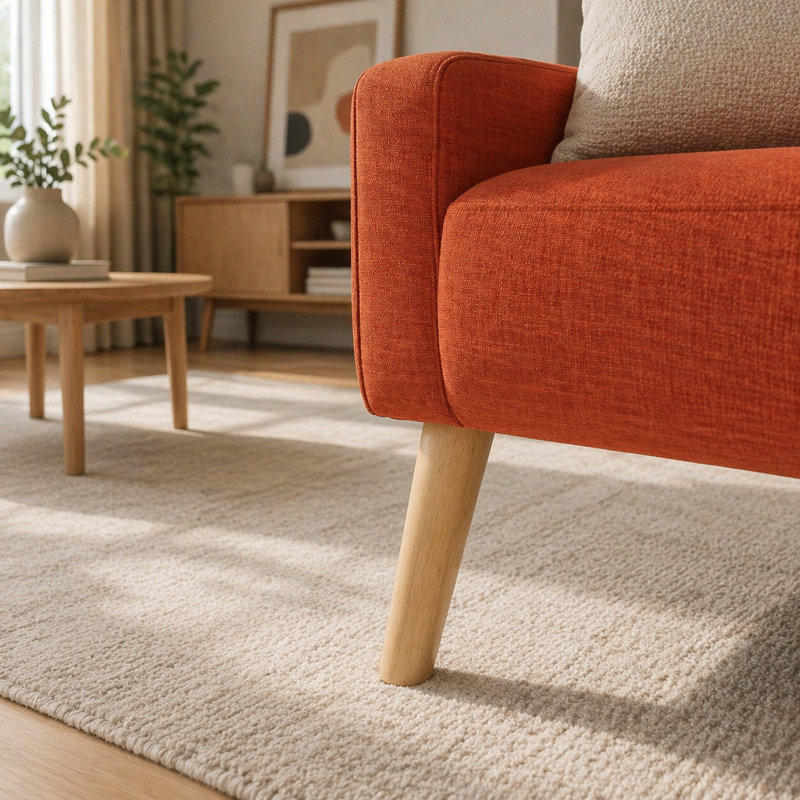 Canapé-lit moderne capitonné Decato, H 31,25 po x l 49,75 po x P 29,5 po, Polyester orange estompé