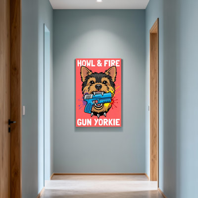 Chiens de Yorkie avec pistolet