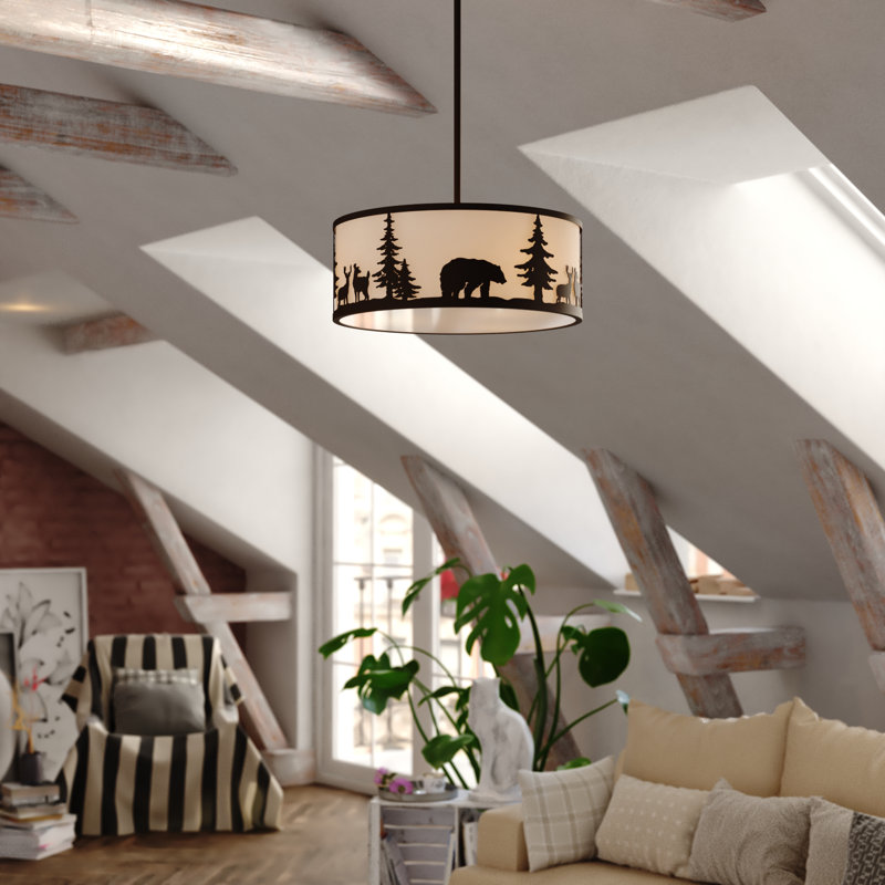 Luminaire suspendu rustique en bronze 3L Jorene