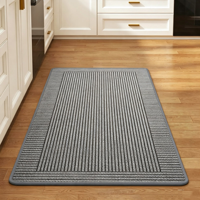 Low Pile Kitchen Mats Non Slip Washable Kitchen Rug, 43 x 75 cm Grey