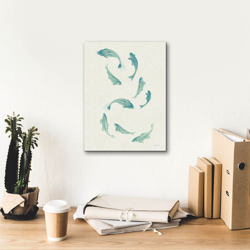 «Celadon Koi 3» par Danhui Nai, art mural sur toile, H 16 po x l 12 po