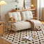 Canapé-lit crème moderne en fausse fourrure avec coussins-1752504319