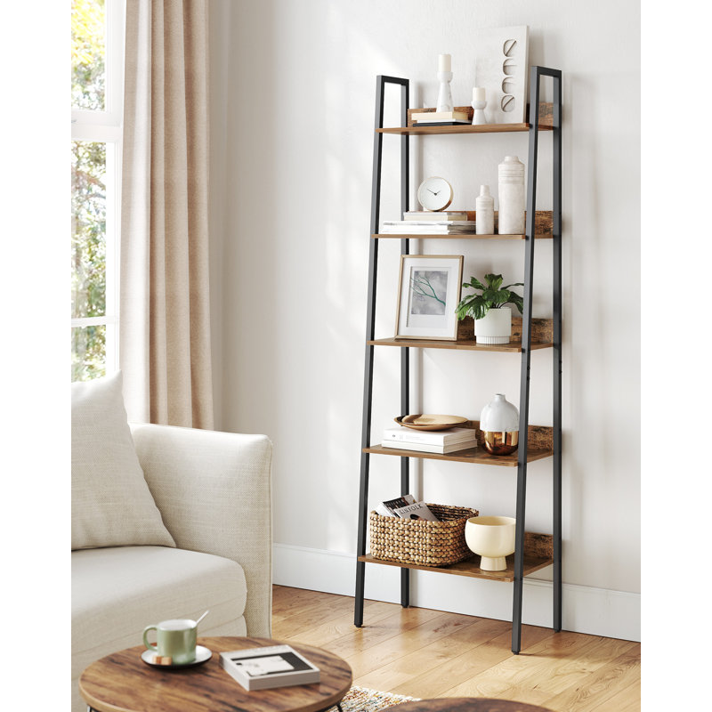 Ladder Shelf, 5 Tier Narrow Shelf, Bookshelf for Home Office, Industrial Style , (5 Shelves) 170cm. H x 60cm. W x 30cm. D
