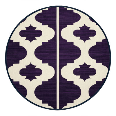 Machine Washable Trellis Purple Area Rug