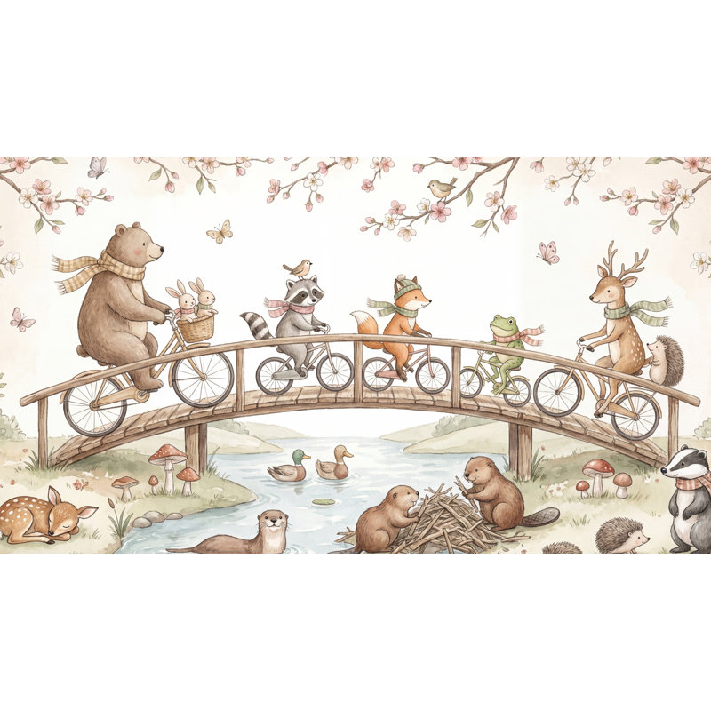 Papier peint animaux nature fantaisiste, Peler et coller, 200 po x 120 po