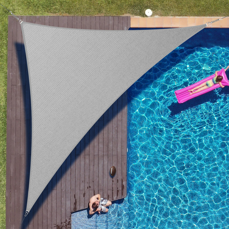 Gray 24 ft Triangle Sun Shade Sail with Stainless Steel Hardware Kit