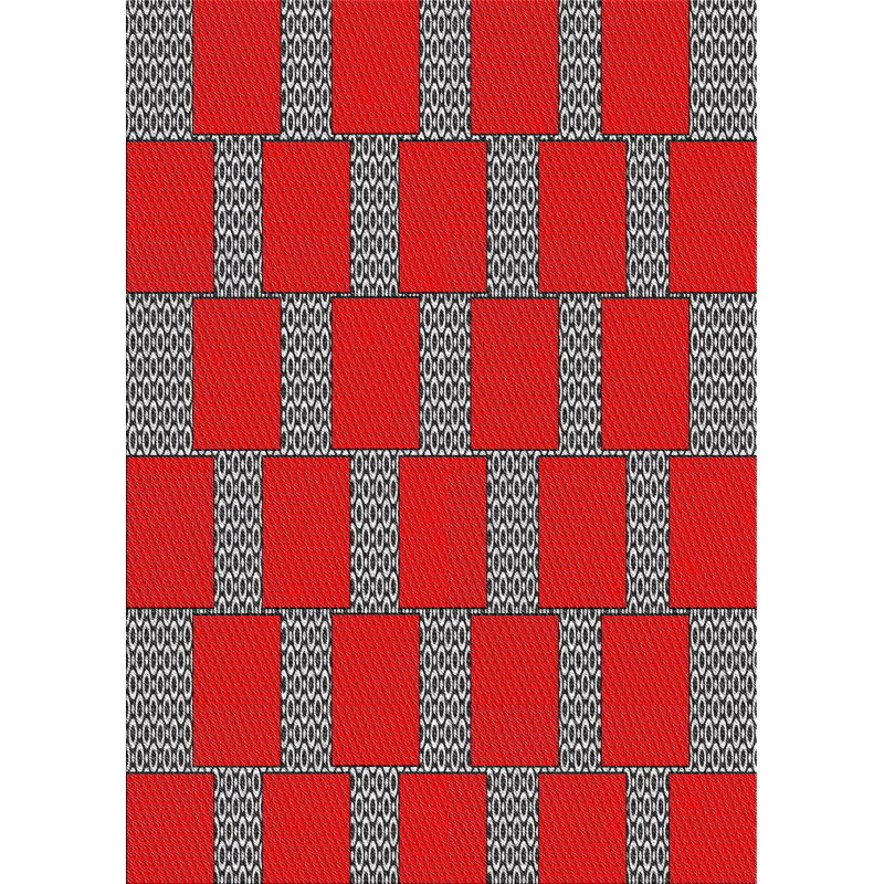 Tapis rouge/gris à motifs, Rectangle 5 pi x 7 pi