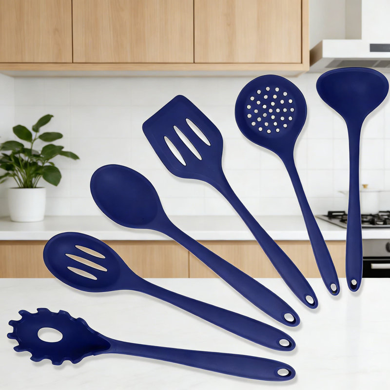 Ensemble d'ustensiles de cuisine professionnel en silicone avec noyau en acier inoxydable, outils de cuisson antiadhésifs 6 pièces pour casseroles et poêles
