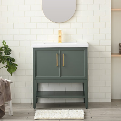 Meuble-lavabo simple 30 po avec plateau en céramique Cheriton