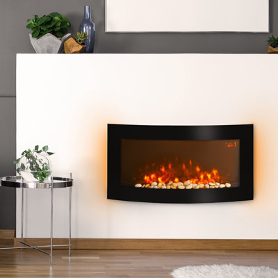 Axel Wall Mounted Fireplace Curved Glass Slimline