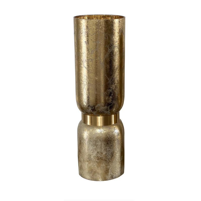 Deena Modern Distressed Glass Table Vase, 16.5"H x 5"W x 5"D