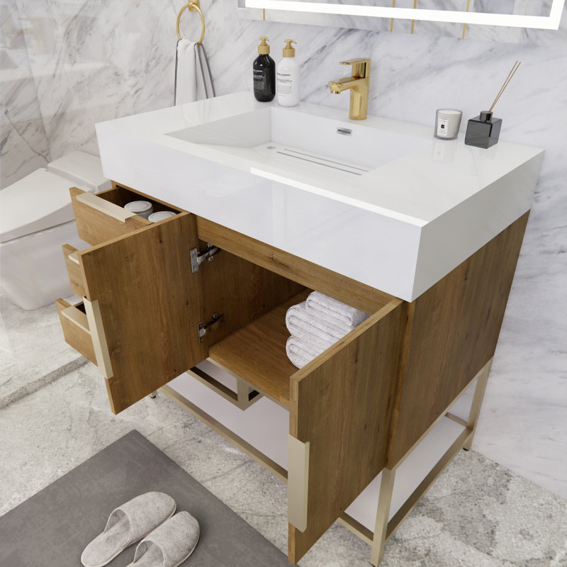 Ensemble de meuble-lavabo simple 36 po Sevara, Chêne