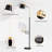 Real Marble Floor Lamp with Wood Bedside Nightstand End Table and Built-in USB Charging Port