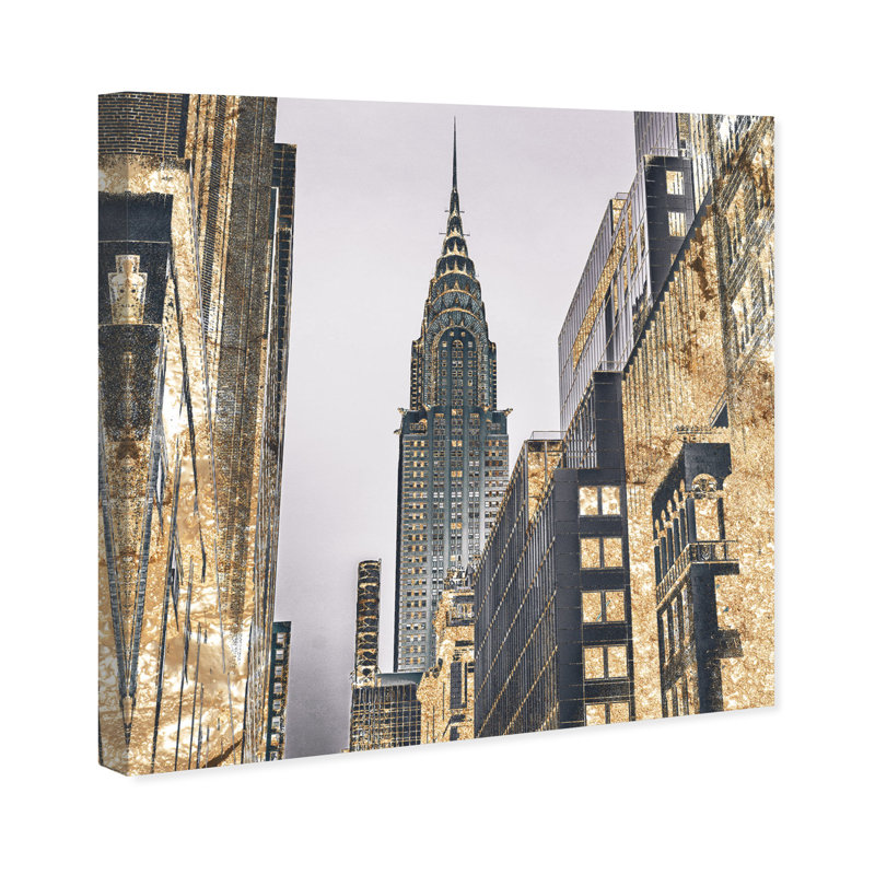 " The Golden City New York Skyscraper Modern Gold " by Oliver Gal, Wrapped Canvas, 12" H x 12" W x 1.5" D