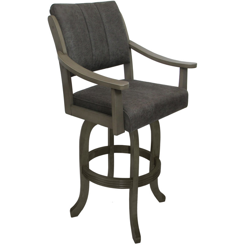 Radmilla Swivel Wood Bar Stool, Northwest Elk Seat/Asian Gray Frame, Bar Stool (30" Seat Height)