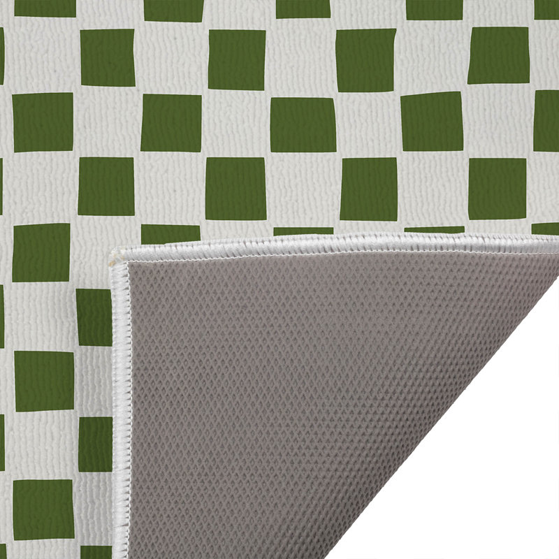 Checkered Absorbent Non-Skid Rectangular Toilet Mat