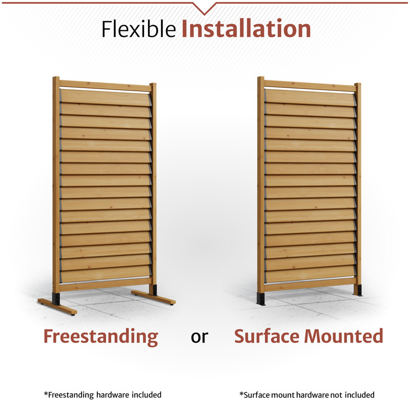 H 6,1 pi x l 3,1 pi (1 panneau) paravent autoportant ou à fixation en surface Enclo Solara, clôture d'intimité en bois, écran d'intimité pour balcon, panneau décoratif, améliorez votre patio extérieur, votre porche ou votre terrasse, EC18044