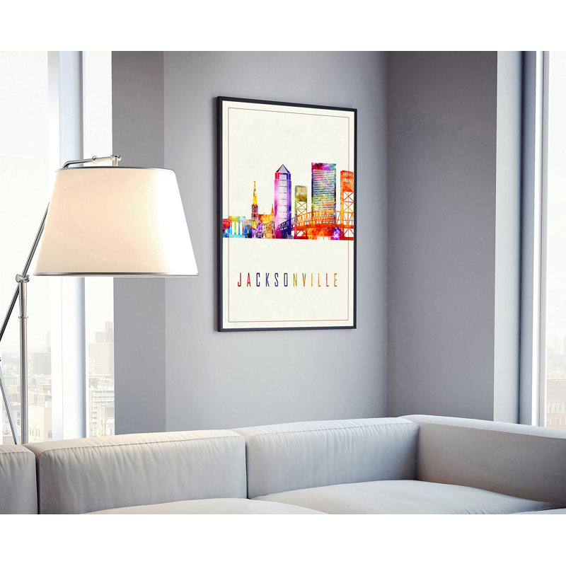 Jacksonville Modern Illustration, villes américaines, impression sans cadre, affiche murale de la Floride