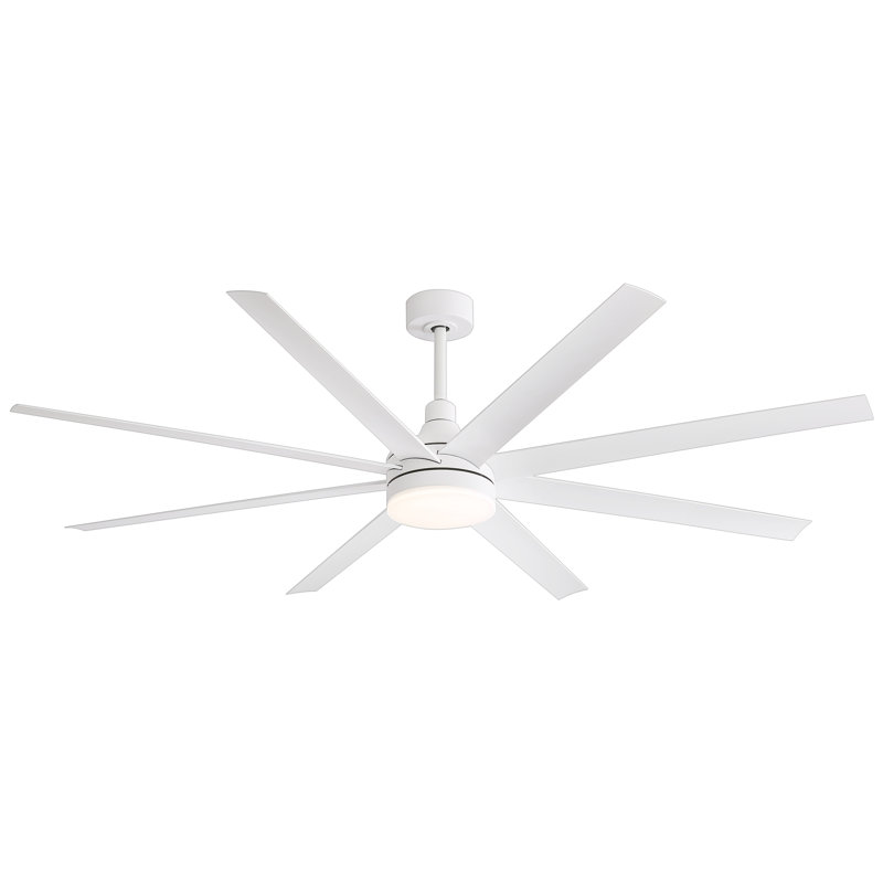Ventilateur de plafond standard à 8 pales avec télécommande et ensemble d'éclairage Jamii-Leigh inclus, Blanc, 72", Blanc
