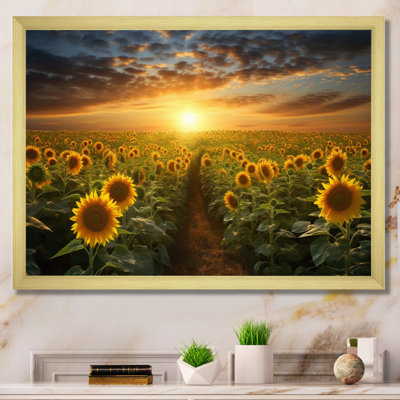 Tournesol doré panoramique - décoration murale florale