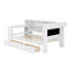 Lit plateforme en bois avec tablettes de rangement, tiroirs, station de charge, DEL, bureau et tête de lit tapissier-432585084-432585085