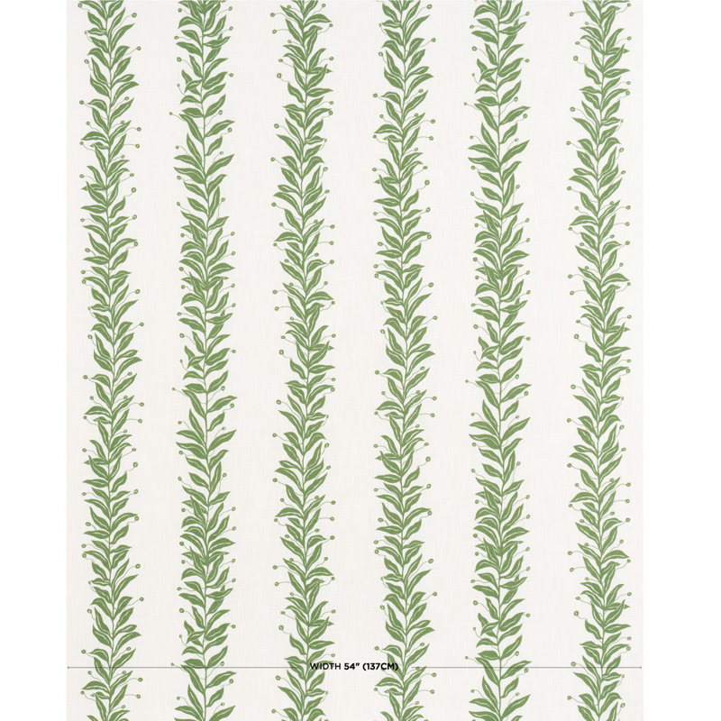 Schumacher x Marian Mcevoy Tendril Stripe Indoor/Outdoor Fabric, Leaf