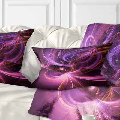 Art fractal mauve clair et foncé - coussin imprimé abstrait
