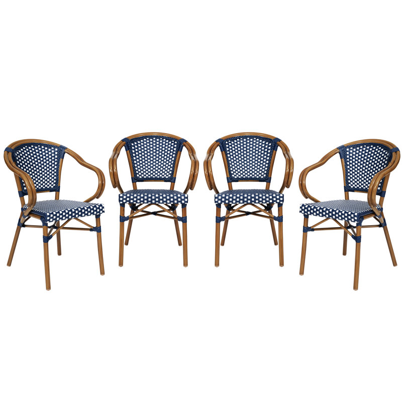 Chaises Paris Damore All-Weather Commercial, Blanc / bleu marine