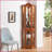 Corner Curio Cabinet | Lighted Tempered Glass | Oak Finish | Included Bulb-1879699950