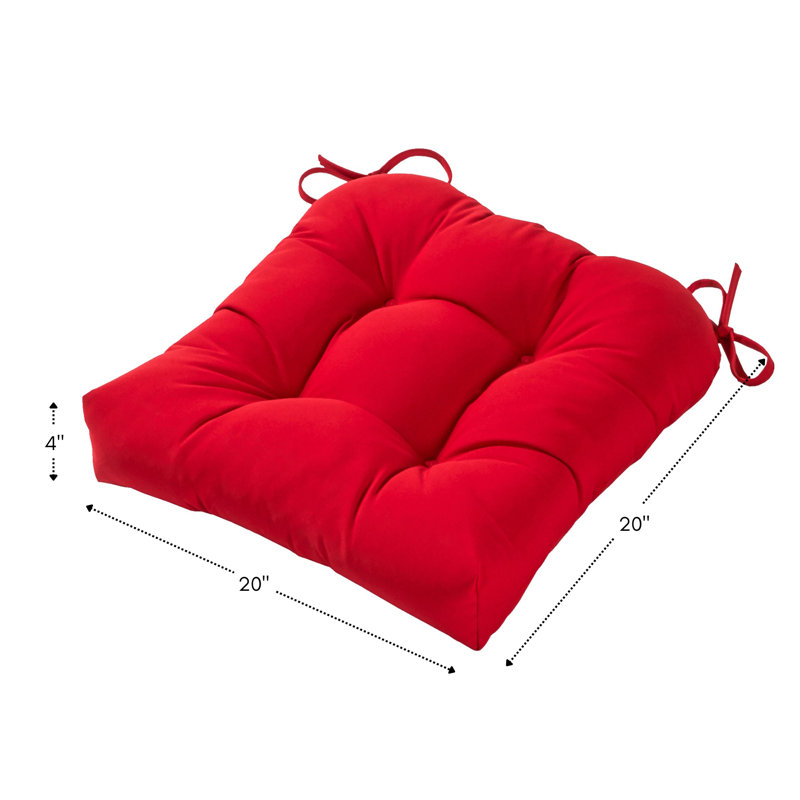 Royzell Sunbrella Outdoor 20'' Dining Chair Seat Cushion, Canvas Jockey Red