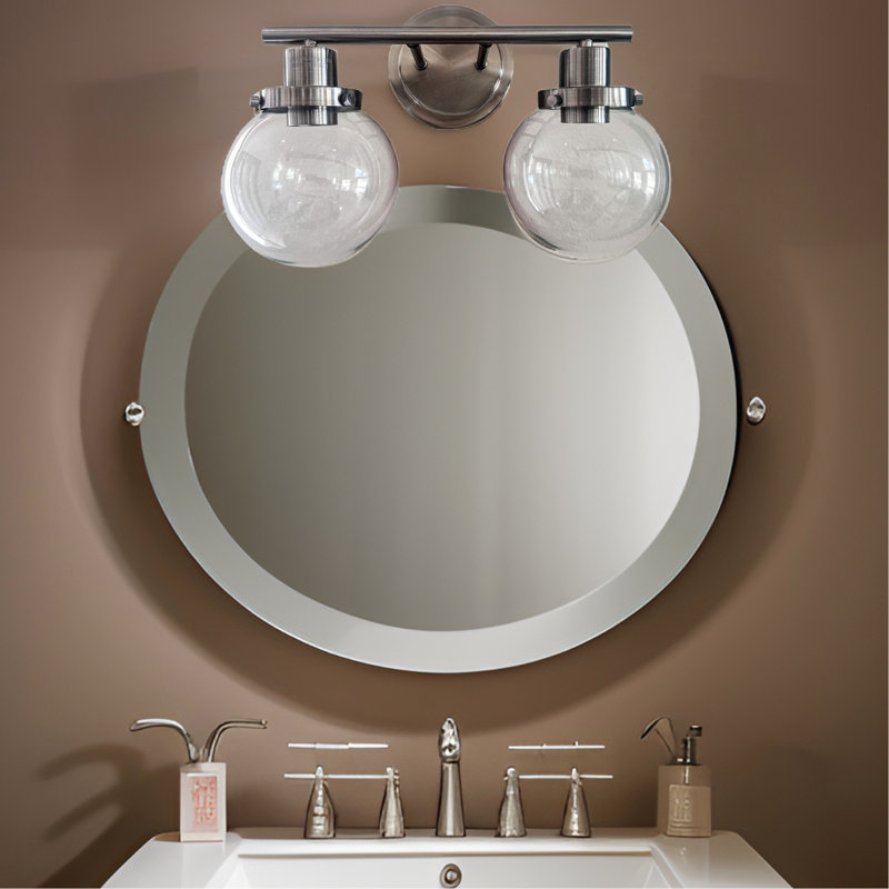 Black Metal Wall Sconce Lighting, 2- With Clear Glass, Versatile For Bathroom Glass Shade Sconce, Metal, Bathroom, Living Room, Bedroom