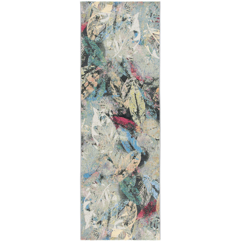 Tapis d'intérieur / extérieur à motif floral Barbados 500 Performance, Tapis de couloir 2 pi 8 po x 8 pi