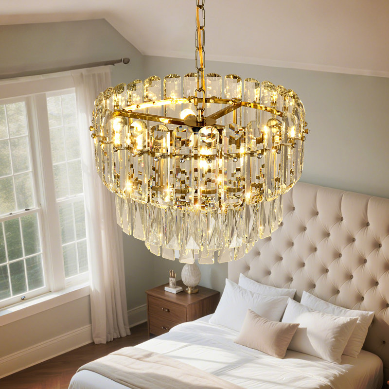 Chandelier with Crystal Accents, 4, 24 cm H x 40 cm W x 24 cm D
