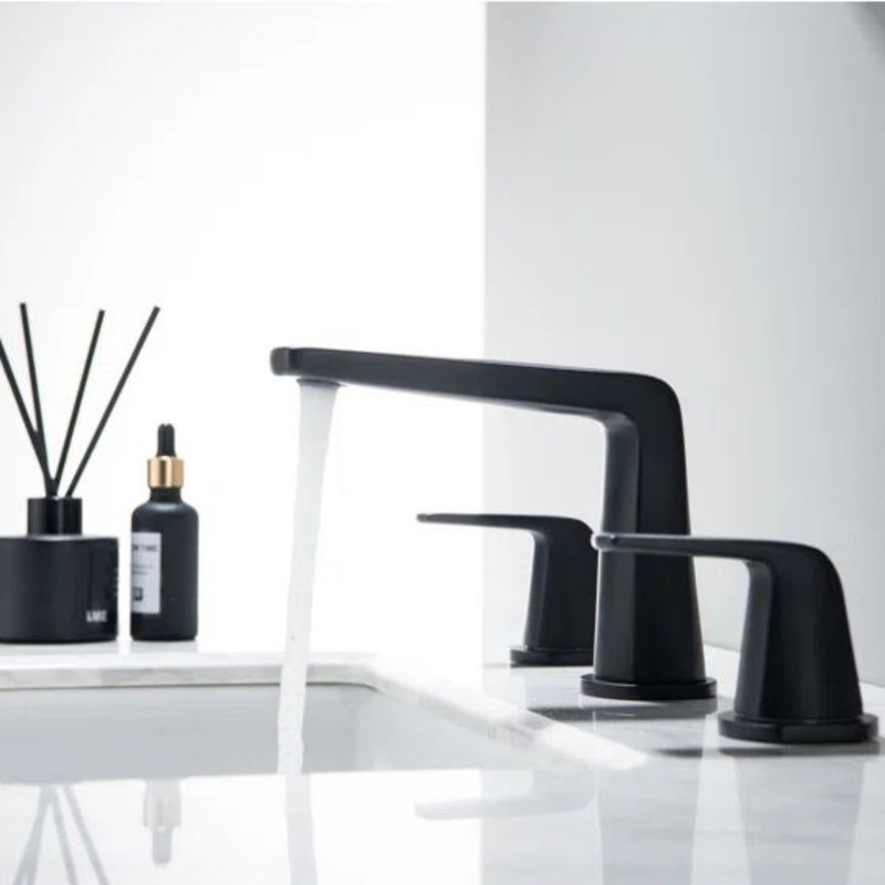 Robinet pour salle de bain à 3 trous et 2 poignées Felixbath, Noir mat