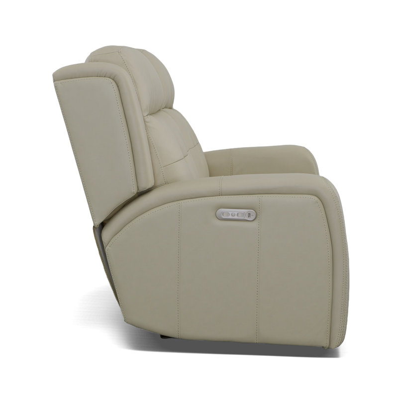 Grant 63" Leather Reclining Loveseat, Ivory Genuine Leather