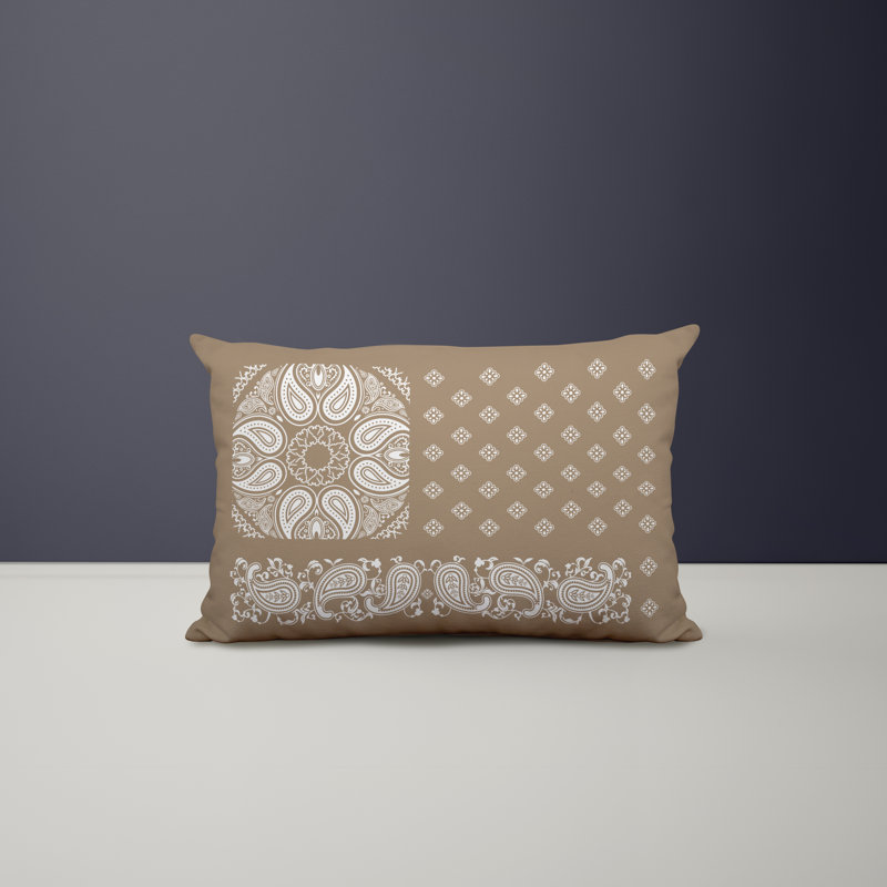 Paisley Outdoor Reversible Throw Pillow, Beige
