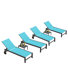 Chaise longue d'extérieur en métal résistante à la rouille avec table (ensemble de 4)