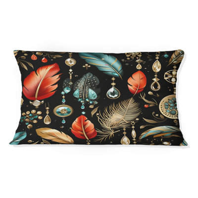 Coussin floral noir en polyester Boho Chic
