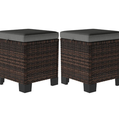 Ottoman Cubes Set Of 2,Wicker Outdoor Ottomans