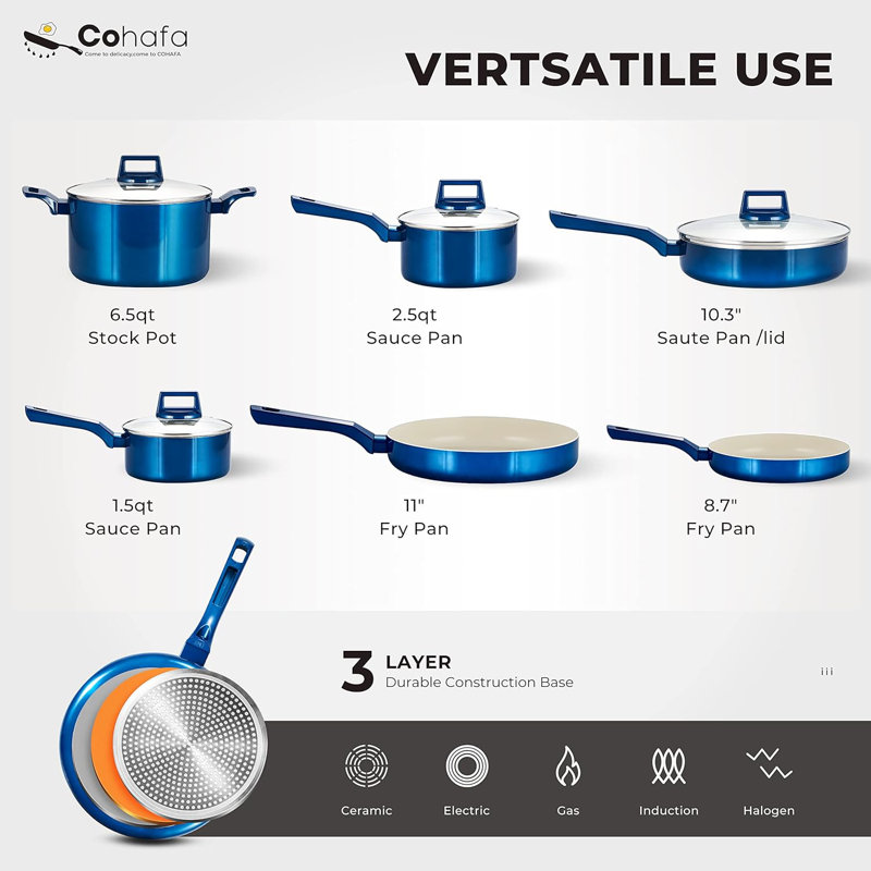 Batterie de cuisine antiadhésive en aluminium 10 pièces