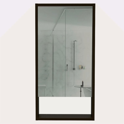 Medicine Single Door Cabinet 35" H, Two Interior Shelves, One External Shelf