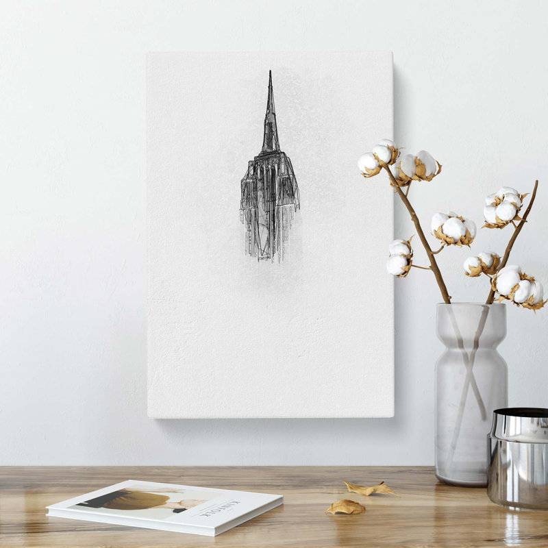 The Empire State Building Abstract - Wrapped Canvas Drawing - Wrapped Canvas, 91cm H x 60cm W x 3cm D