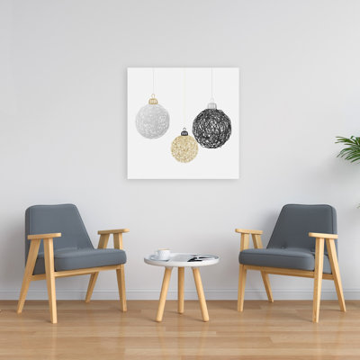 Trois boules de Noël sur toile