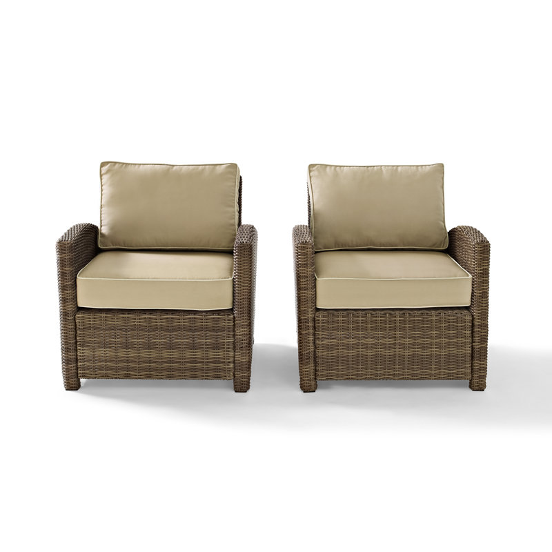 - Person Patio Conversation Set with Sunbrella® Cushions, Sand, Brown